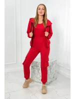 Set 3 v 1 mikina + top + kalhoty červený