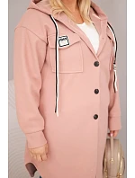 Dámsky plus size kabát s kapucňou a gombíkmi tmavoružový Dámsky plus size kabát s kapucňou a gombíkmi tmavoružový