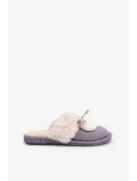 Dámské Pantofle S Kožíškem Šedé model 21681818 - Boto Dámské Pantofle S Kožíškem Šedé model 21681818 - Boto