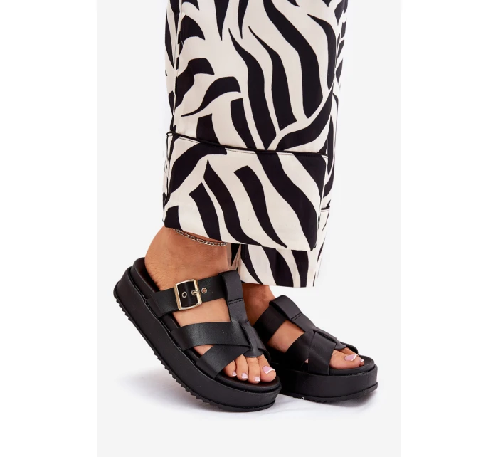 Dámské Pantofle Na Platformě S Pásky A Černé model 21687559 - Boto