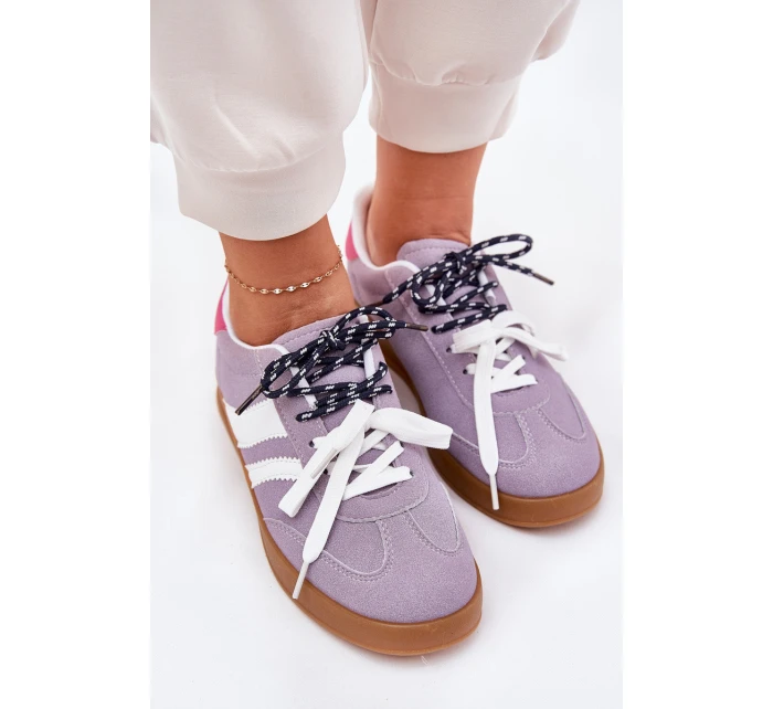 Nízké Dámské Tenisky S Šněrováním Fialové model 21689775 - Boto Nízké Dámské Tenisky S Šněrováním Fialové model 21689775 - Boto
