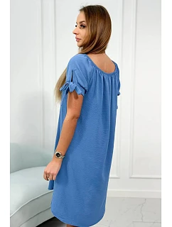 Šaty vázané na rukávech tmavý denim