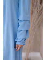 Španielske šaty s ozdobnými rukávmi modré
