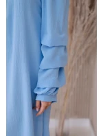 Španielske šaty s ozdobnými rukávmi modré