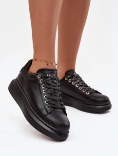 Dámské tenisky z pravé kůže model 21711761 Černé - Goe