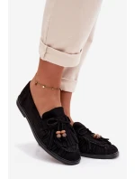 Dámské mokasíny s třásněmi a korálky Černé model 21937649 - Boto