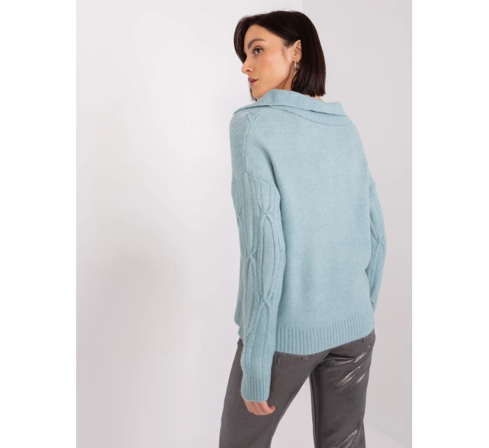 Sweter AT SW mietowy model 19040952 - FPrice Sweter AT SW mietowy model 19040952 - FPrice