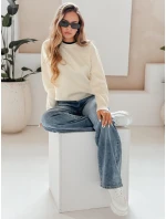 Dámsky základný sveter DARMILA ecru FashionStreet MY2506