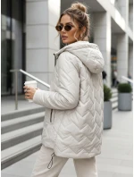 Dámska prešívaná prechodná bunda s kapucňou svetlo sivá FashionStreet TY5610