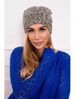 Fleecová čiapka Roksana K209 sivá+fialová+ecru