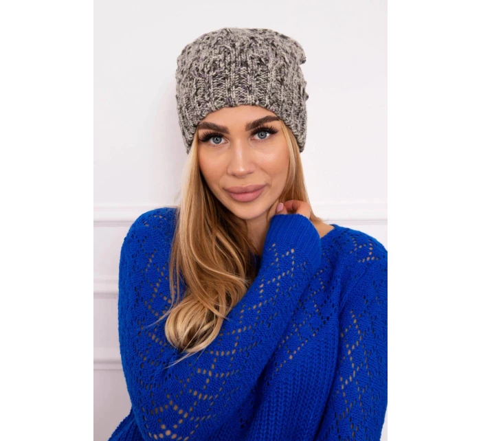 Fleecová čiapka Roksana K209 sivá+fialová+ecru