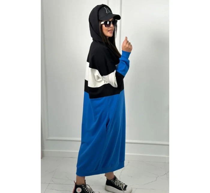 model 18856932 šaty s kapucí Černá + ecru + chrpa - K-Fashion model 18856932 šaty s kapucí Černá + ecru + chrpa - K-Fashion