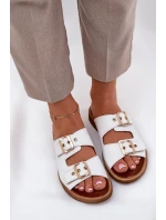 Kožené Ploché Sandály S Přezkami Bílé model 21686308 - Zazoo