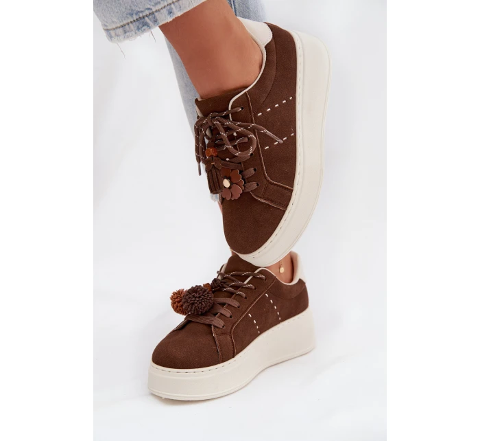 Dámské tenisky na platformě s ozdobnými čokoládové model 21919538 - Boto