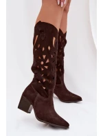 kozačky z přírodního semiše  Čokoládové model 22031659 - Zazoo