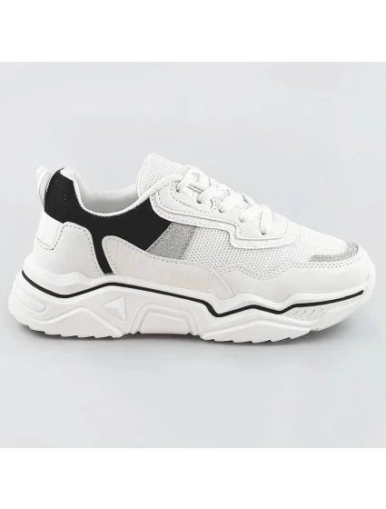 Bielo-čierne dámske sneakersy s brokátovými vsadkami (LU-2) Bielo-čierne dámske sneakersy s brokátovými vsadkami (LU-2)