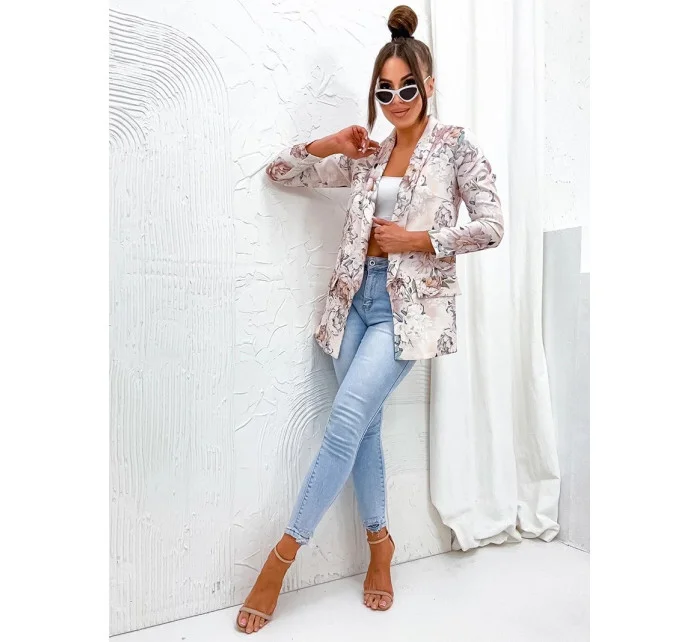 Béžové dámské sako s podšívkou model 20070247 - Moon