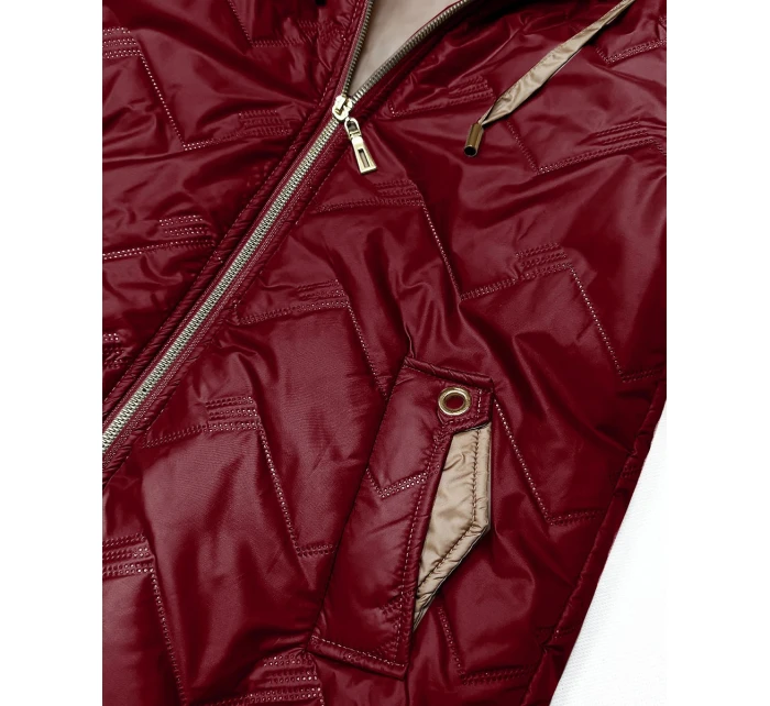 Dámska prešívaná bunda Goodlookin s kapucňou tmavočervená (B8596-27)