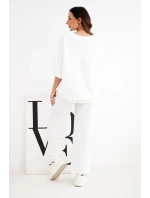 Dámska súprava z viskózy, mikina a široké nohavice ecru