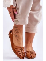 model 21617426 Pohodlné Dámské Kožené Baletky Hnědé - Zazoo model 21617426 Pohodlné Dámské Kožené Baletky Hnědé - Zazoo