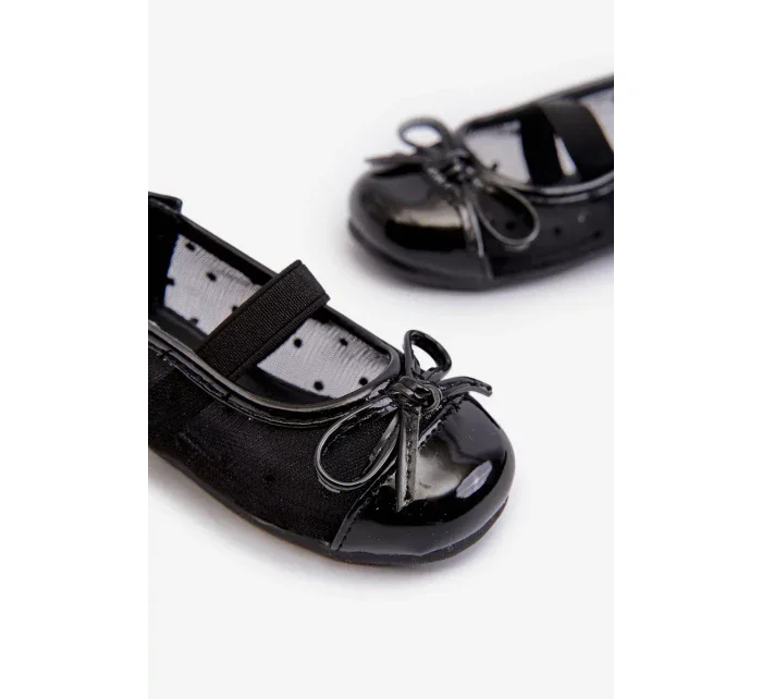 Detské balerínky s mašľou, čierne Jellema