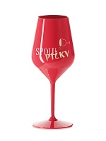 SPOLUPIČKY – červená nerozbitná sklenená fľaša na víno 470 ml