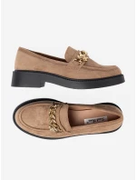 Krásne hnedé dámske mokasíny na širokom podpätku Krásne hnedé dámske mokasíny na širokom podpätku