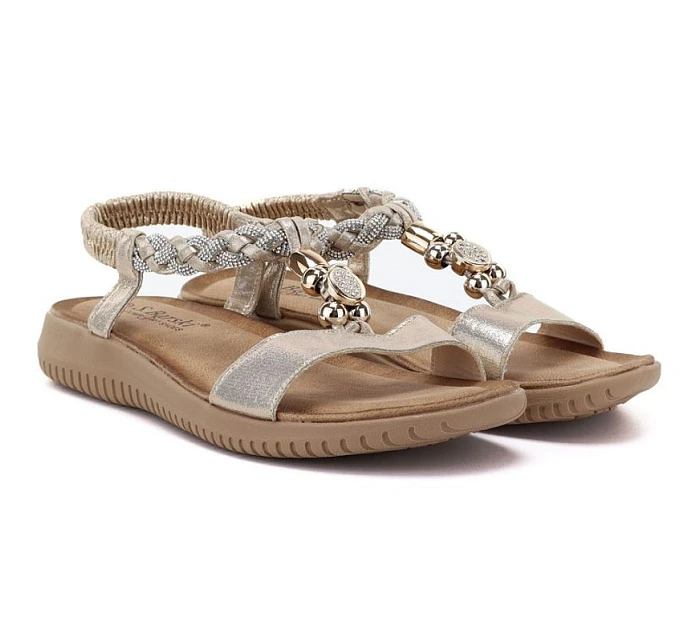 Dámské zlaté elastické sandály model 22117591 - S.Barski