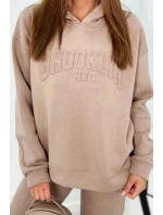 Izolovaná bavlnená súprava, mikina + nohavicami Brooklyn tmavo béžová