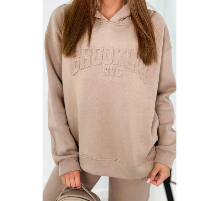 Izolovaná bavlnená súprava, mikina + nohavicami Brooklyn tmavo béžová