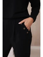 Bavlnená súprava s ozdobnými gombíkmi čierna Bavlnená súprava s ozdobnými gombíkmi čierna