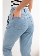 Dámské kalhoty s dvojitým zapínáním  modré model 21951856 - K-Fashion