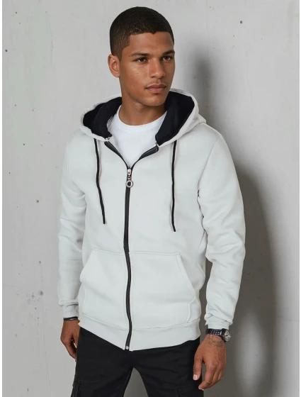 Pánská rozepínací základní mikina s kapucí světle šedá Dstreet model 21985891 - FashionStreet Pánská rozepínací základní mikina s kapucí světle šedá Dstreet model 21985891 - FashionStreet
