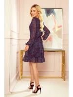 Bakara - vzdušné šifónové dámske šaty s dekoltom a so vzorom ružovo-svetlomodrých mandál 295-4 Bakara - vzdušné šifónové dámske šaty s dekoltom a so vzorom ružovo-svetlomodrých mandál 295-4