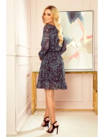 Dámske šifónové šaty s tyrkysovým vzorom 295-3 Bakara Dámske šifónové šaty s tyrkysovým vzorom 295-3 Bakara