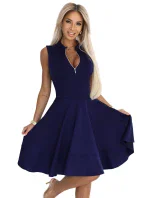 šaty s rozšířeným spodním dílem a zlatým zipem model 21171075 - numoco