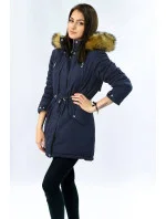 Tmavomodro-šedá obojstranná dámska zimná bunda s kapucňou (w213) Tmavomodro-šedá obojstranná dámska zimná bunda s kapucňou (w213)