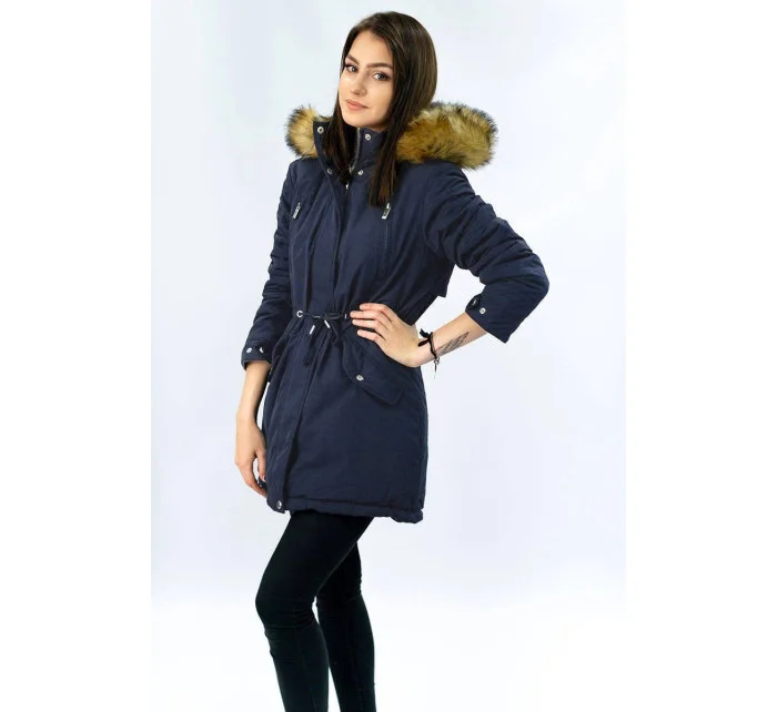 Tmavomodro-šedá obojstranná dámska zimná bunda s kapucňou (w213) Tmavomodro-šedá obojstranná dámska zimná bunda s kapucňou (w213)