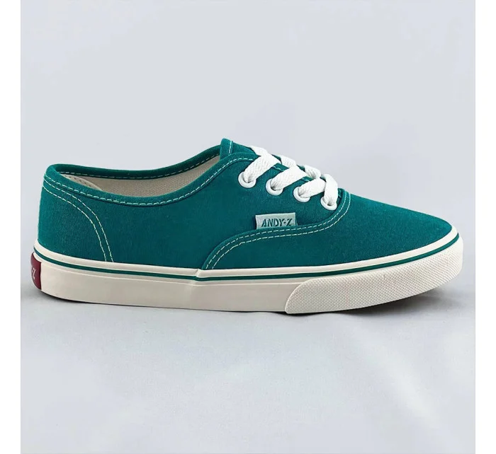 Dámske šnurovacie tenisky v tyrkysovej farbe (A8865)