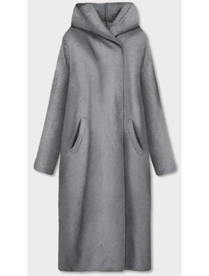 Dlhý sivý prehoz cez oblečenie s kapucňou (B6010-9)