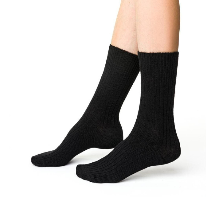 Hrejivé ponožky Alpaka 044 čierne s vlnou