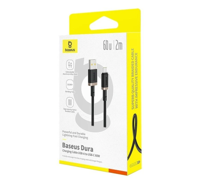 Baseus Dura USB-Type C 60W 2m kábel (čierny/zlatý) Baseus Dura USB-Type C 60W 2m kábel (čierny/zlatý)
