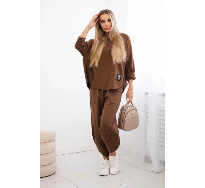 Souprava Punto Milano Winter tepláky + kalhot hnědý