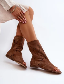 Zazoo Dámské Semišové Sandály S Na Zip Hnědé model 21652430 - Boto