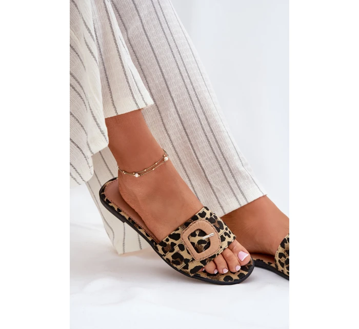 Płaskie Klapki Damskie Z Ozdobną Klamrą Panterka Clariola Płaskie Klapki Damskie Z Ozdobną Klamrą Panterka Clariola