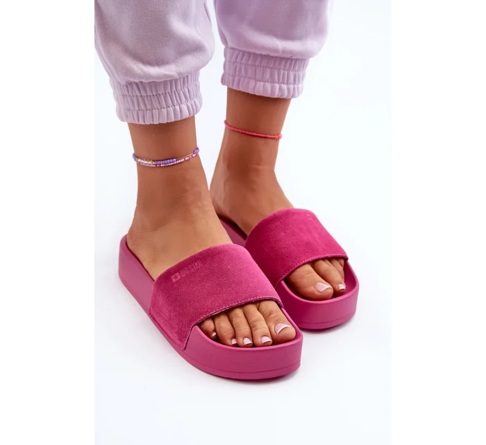 Dámske semišové šľapky na platforme Big Star Fuchsia