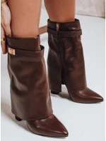 Dámské kozačky na jehlovém podpatku s širokým svrškem hnědé Dstreet model 21992368 - FashionStreet