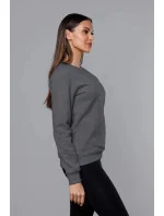 Dámská tepláková mikina v grafitové barvě se stahovacími lemy model 17038502 - J.STYLE Dámská tepláková mikina v grafitové barvě se stahovacími lemy model 17038502 - J.STYLE