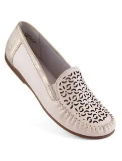 Pohodlné kožené poltopánky Rieker W RKR658 beige