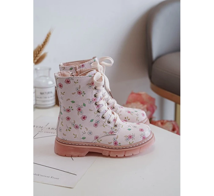 Ocieplane Botki Dziecięce Na Suwak Różowe Dolida Ocieplane Botki Dziecięce Na Suwak Różowe Dolida
